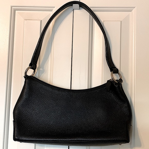 NWOT-Osprey London genuine black ostrich leather zipper shoulder purse - Picture 5 of 10